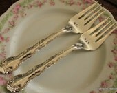 Mr & Mrs Forks Cake Table Setting FRENCH CLASSIC 1980 Wedding VINTAGE Bride and Groom Silverware Hand Stamped Personalized