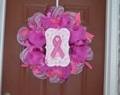 Breast Cancer Awareness Deco Mesh Wreath