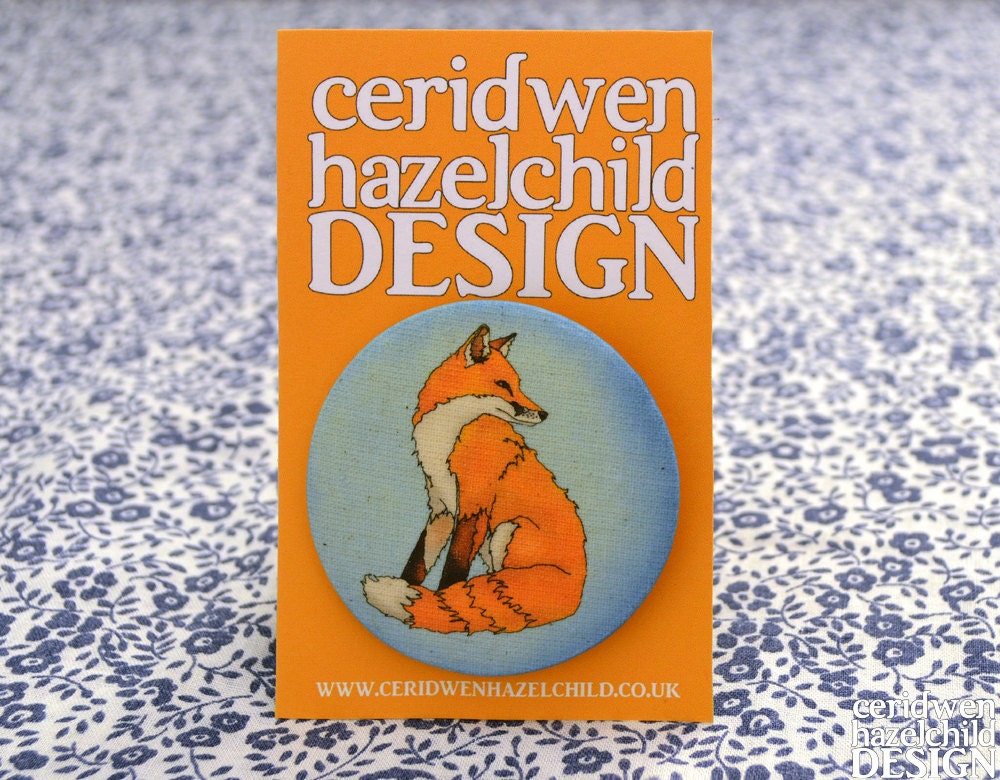 Big Fabric Pin Badge - Red Fox Illustration