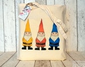 Three Garden Gnomes Illustration Eco Cotton Tote Bag