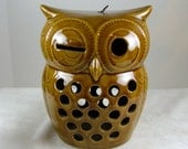 Ceramic Owl Lantern 50's Vintage