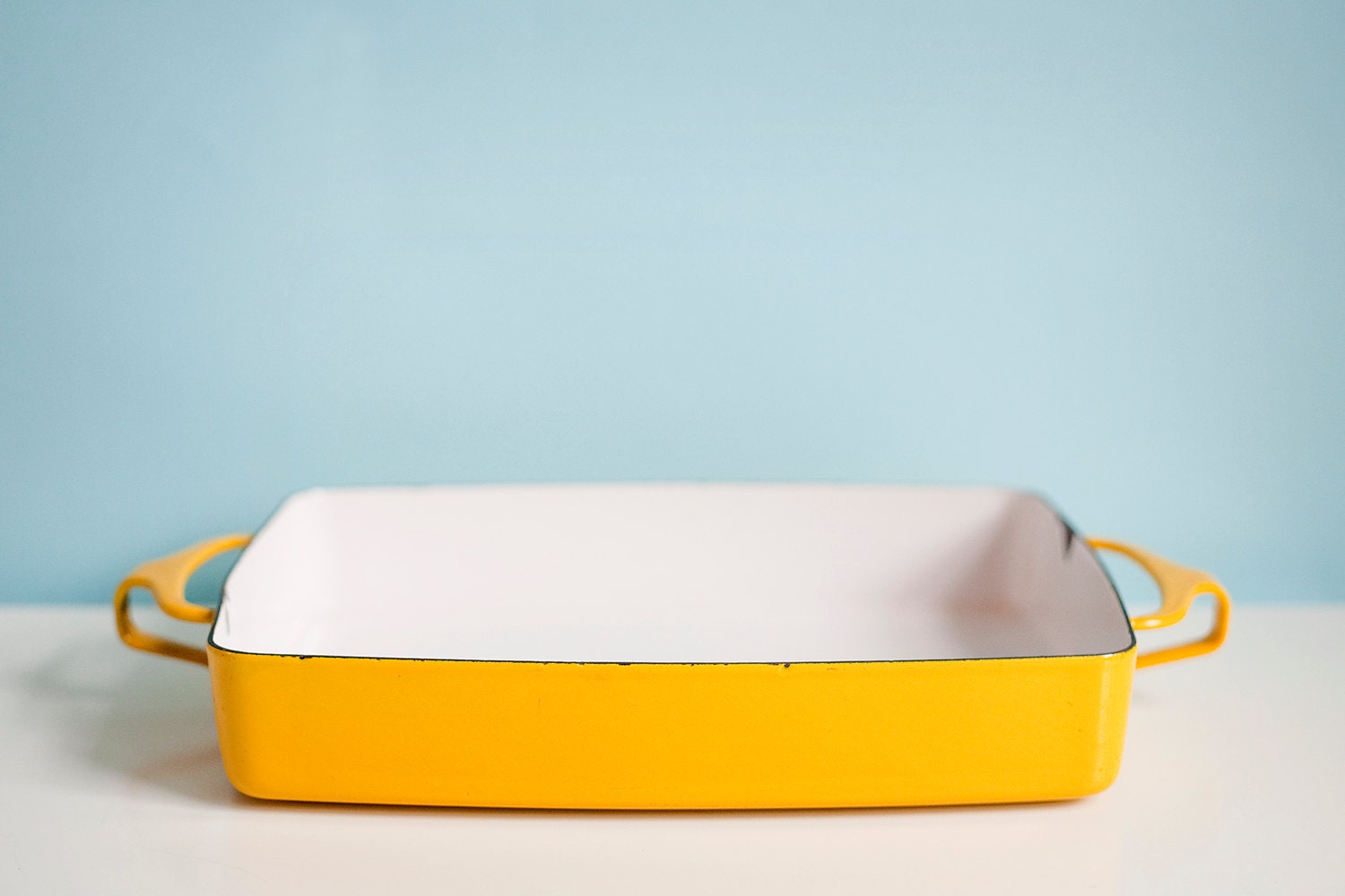 Vintage Dansk Kobenstyle Canary Yellow Casserole, Vintage Dansk Enamelware