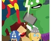 AVENGERS Poster - 11"x17" Captain America & The Marvel Heroes Gang in poster sized print art with Iron Man, Thor and The Hulk