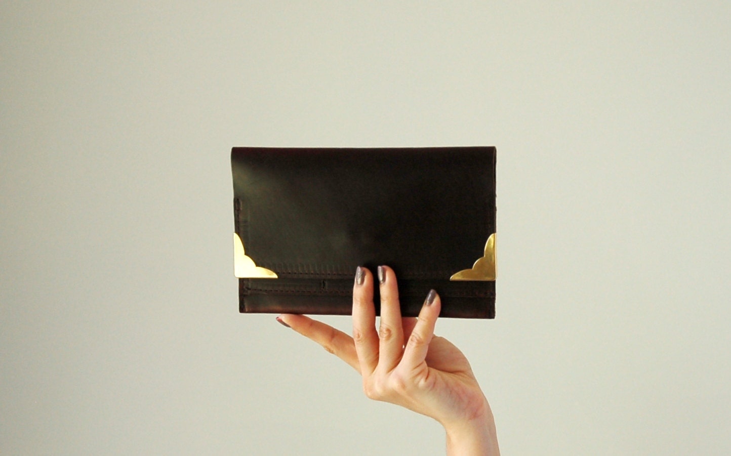 Leather Clutch/ Wallet- Dark Brown Chromexcel Horween leather
