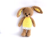 crocheted neon spring bunny lemon yellow stuffed bunny amigurumi Easter bunny, crocheted hare rabbit, gift for Easter,