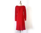 SALE// Red jeweled split sleeve party dress 1980s Evan Piccone