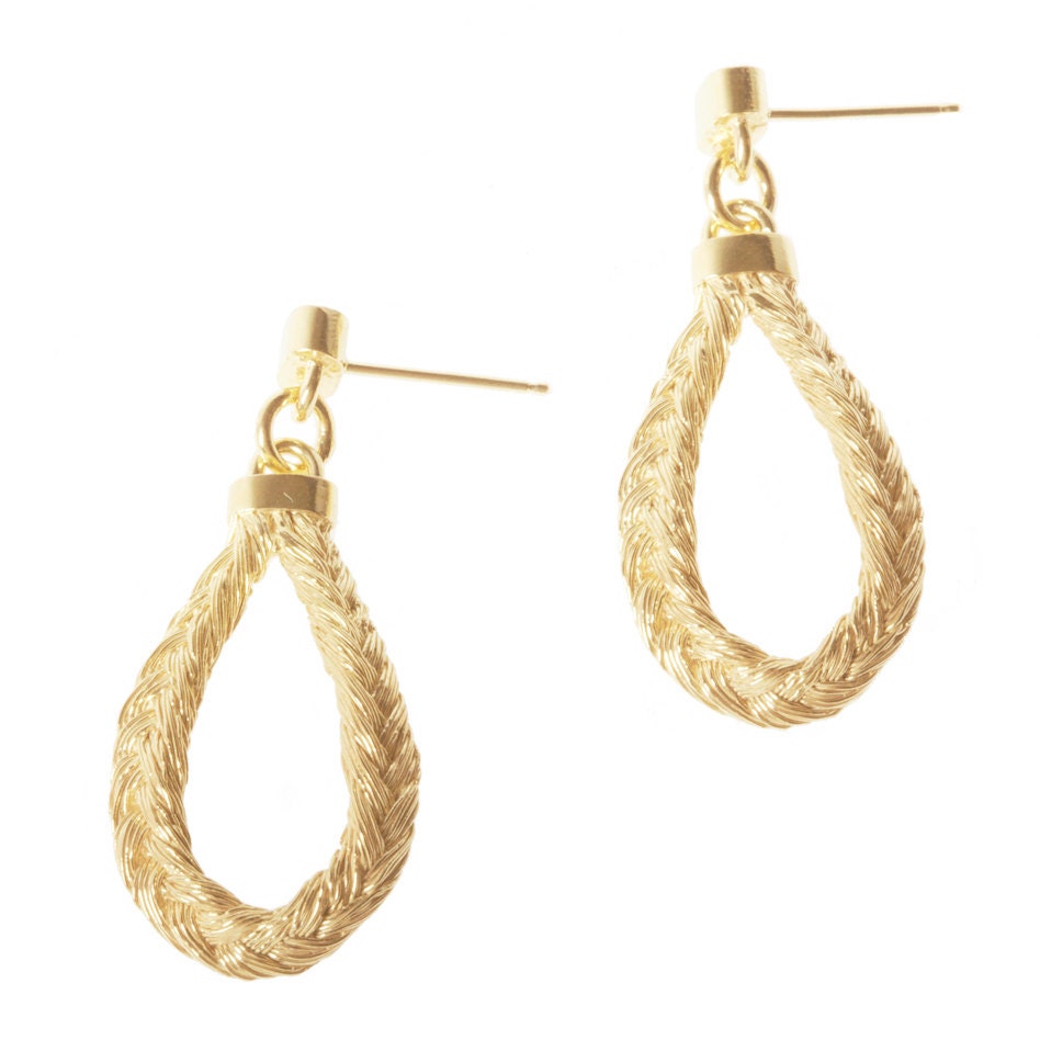Fishbone Plait Teardrop Earrings (golden blond)