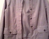 Vintage Light Gray Leather Suede Jacket - womens size 1 - nice condition - Steampunk Military style