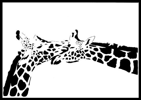 In love Giraffe Handmade Original Papercut First Anniversary Paper Gift: Hand-Cut Paper Art Silhouette (UNFRAMED)