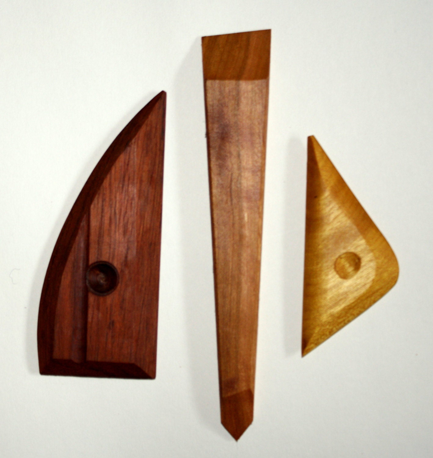 Yellow Heart, Brazilian and American Cherry ceramic pottery tools-  set of 3