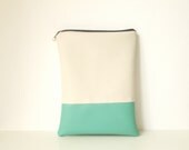 Leather iPad mini case, iPad mini sleeve, iPad mini cover, Cream and Mint