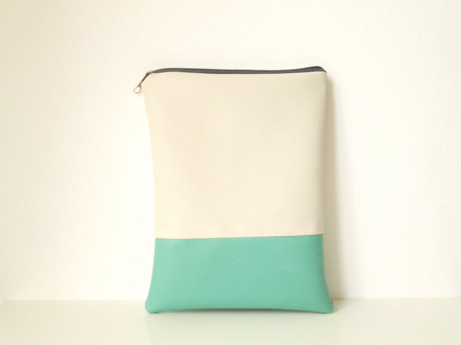 Leather iPad mini case, iPad mini sleeve, iPad mini cover, Cream and Mint