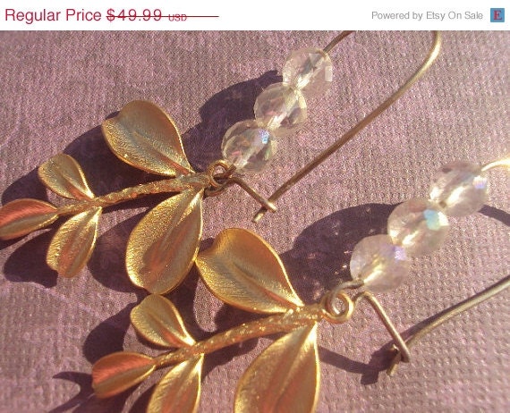 50% OFF SALE Gold Filled Leaf Earrings by Amanda Lynne LUXE
