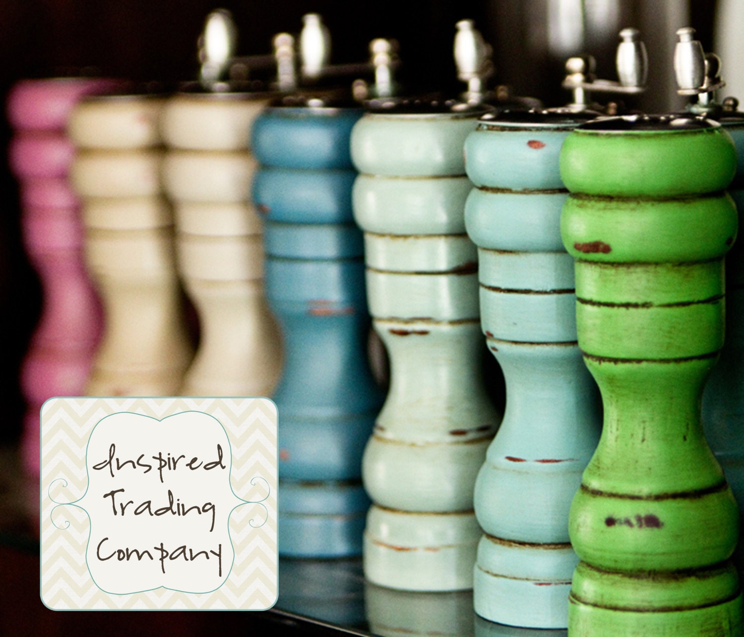Pick a  COLOR, ANY COLOR - Painted,Distressed, Wooden Pepper Mill and Salt Shaker -Annie Sloan Chalk Paint - Shabby Chic Kitchen
