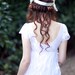 Capped sleeve white lave wedding dress