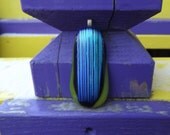 Large Blue and Yellow Fused Glass Pendant