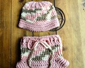 Newsboy Crochet Hat with Matching Diaper Cover for girls