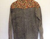 Liberty Floral Fabric Mens Vintage Denim Shirt Size M
