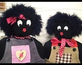 Handmade Cute Fabric Golly Girl and Boy Doorstops