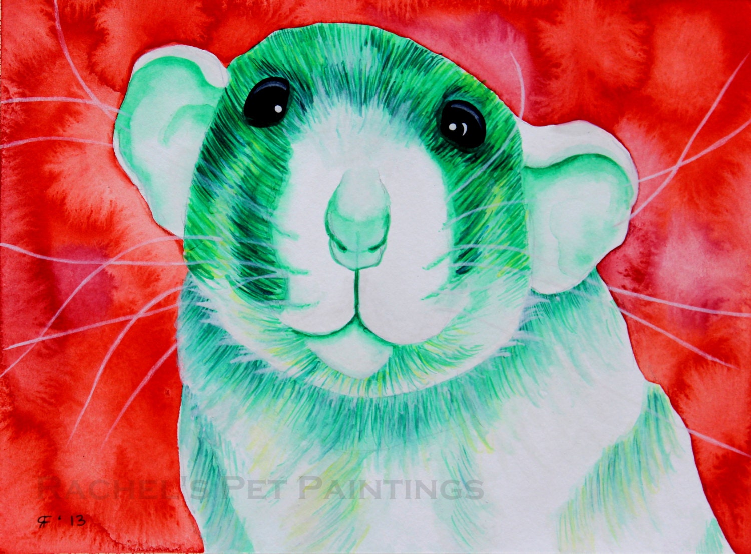 Pop Art Rat , Limited Edition 8 x 10 Print of Original Watercolor Painting , Animal Artwork , Nursery Decor