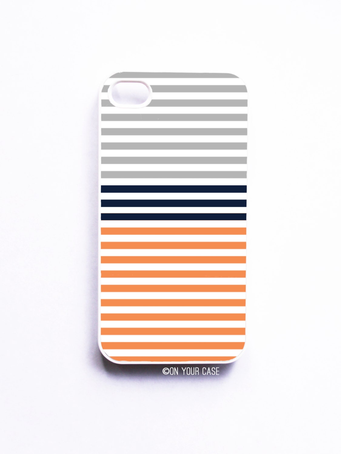 iPhone 4 Case - Nautical Stripe in Navy, Orange and Grey
