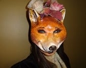 Alice in Wonderland Paper mache fox mask fox costume