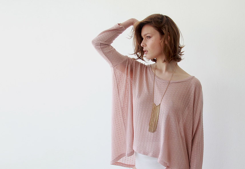 Knit shirt , Pink Blush , Oversized Women Top