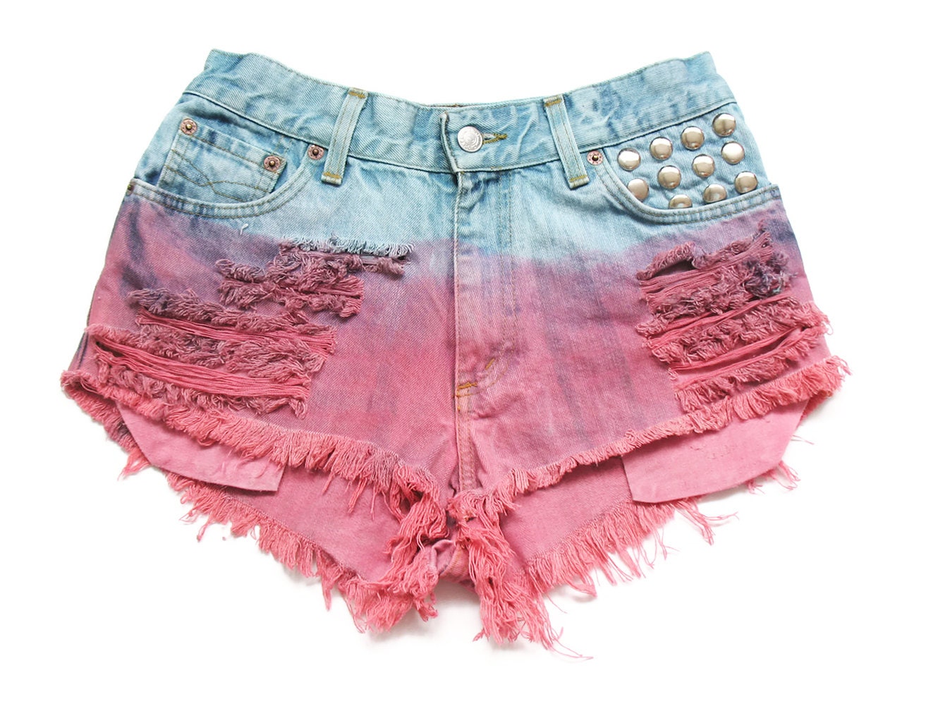 Studded alta cintura shorts jeans S