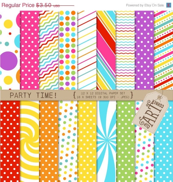50 % OFF - Digital Paper - Party Time (DP-0012) - Instant Download