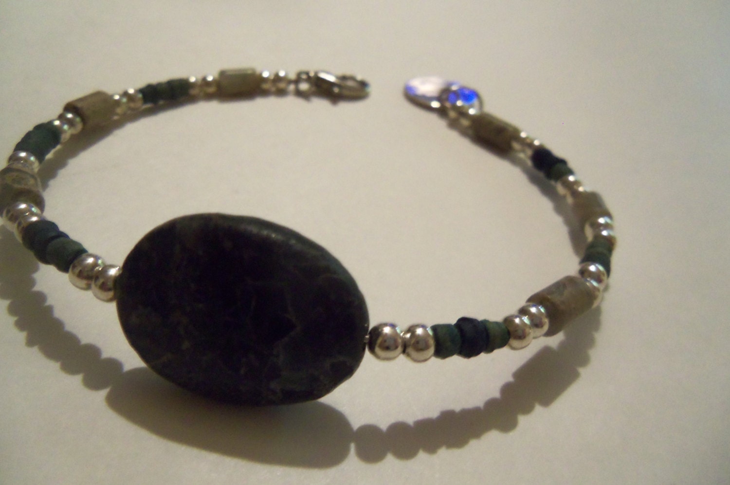 Natural howlite army green stone dainty bracelet