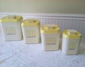 Vintage Retro Mid Century Kitchen Canisters/Organizer/Canister Set of 4 - Circa 1960's