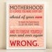 Motherhood Subway Art Print for Mothers Day or New Mom: 8x10 Inspirational Typography Quote Poster in Coral & Red