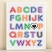 Nursery Art Print Baby Typography: ABC Alphabet I Love You 8x10 in Primary Colors or Custom