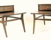 ON SALE  Side Tables Pair Matching Tables Mid Century Furniture Walnut Table Set