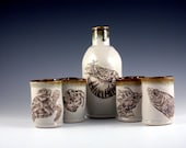 Handmade Ceramic Sea Life Sake Set - Handpainted Porcelain