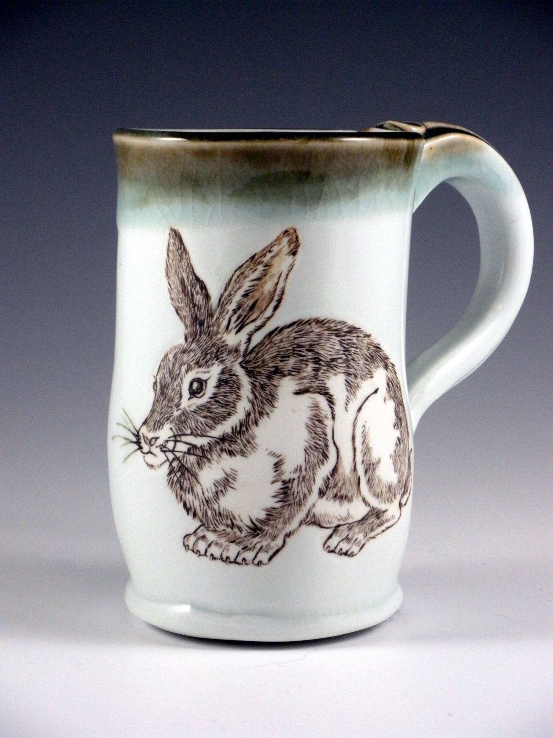 Handmade Ceramic Rabbit Mug/Cup - Handpainted Porcelain