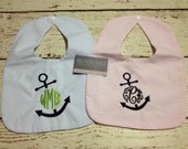 Monogrammed Seersucker Bib