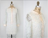 vintage 60s lace dress // 1960s collared shift dress // babydoll dress