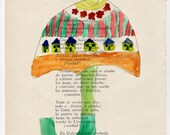 Under my Umbrella - vintage wall art decor Print on salvaged book page boys kids children man