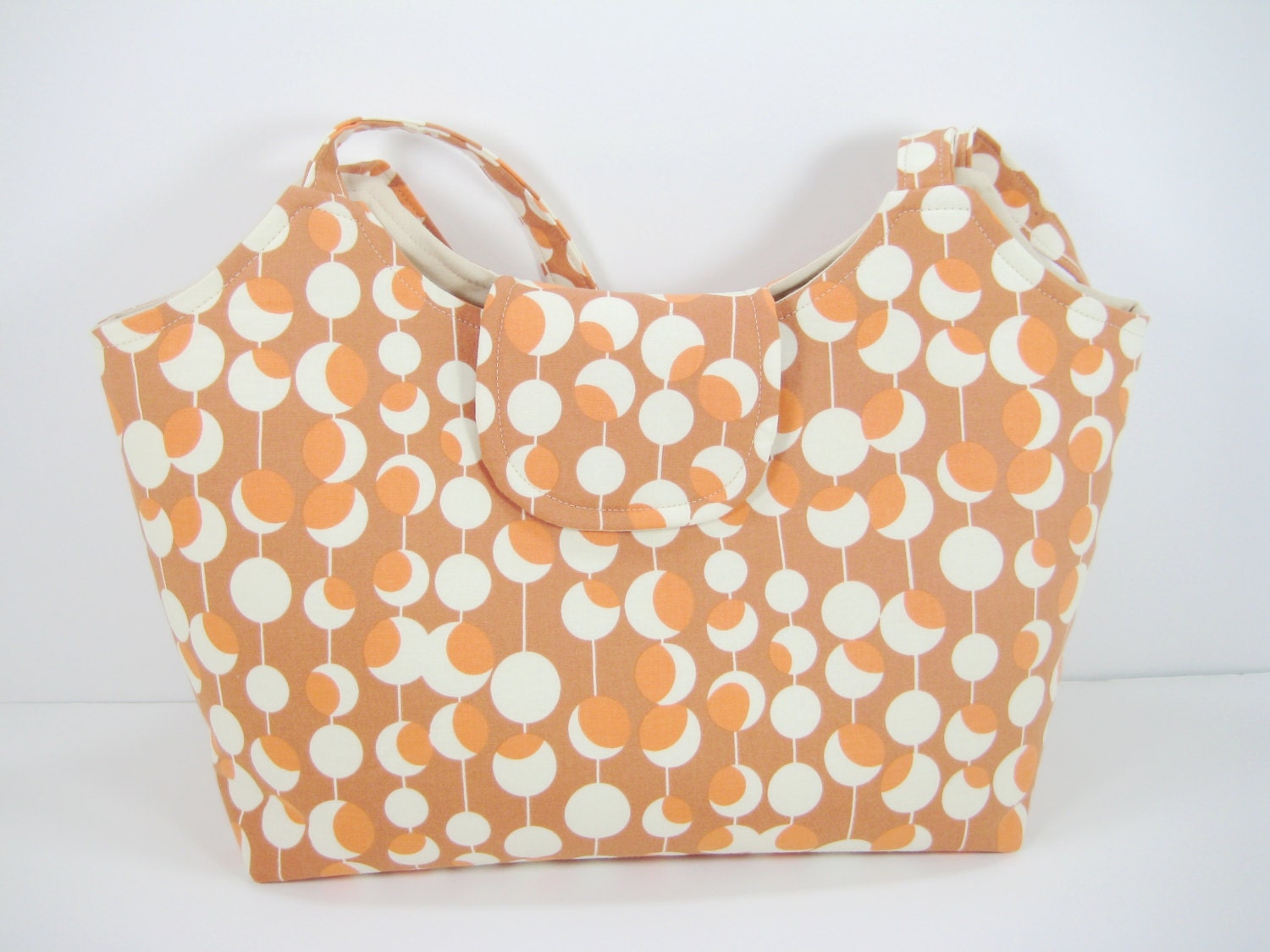 ModTote, Stylish Brown Tote, Large Purse, Martini Mod Dot Print