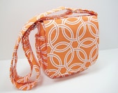 Orange Messenger Bag, Small Messenger Bag, Cross Body Bag, Satchel, Orange Mod Print