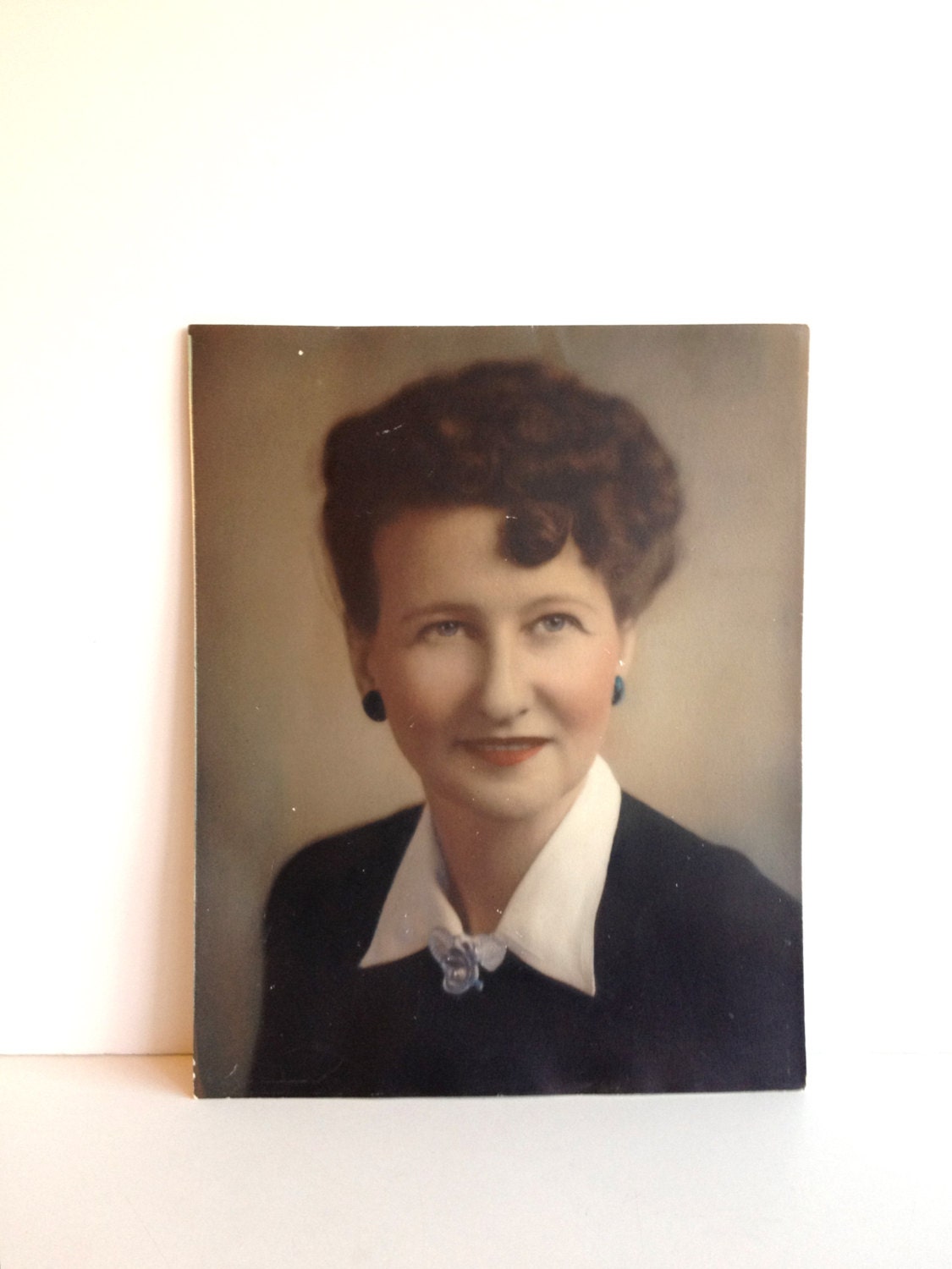 Vintage Hand Tinted Portrait of a Brunette Woman