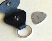 Handmade and Hand Stamped Guitar Pick Key-Chain - Personalized Guitar Pick Key-Chain - Gift for Men and Women