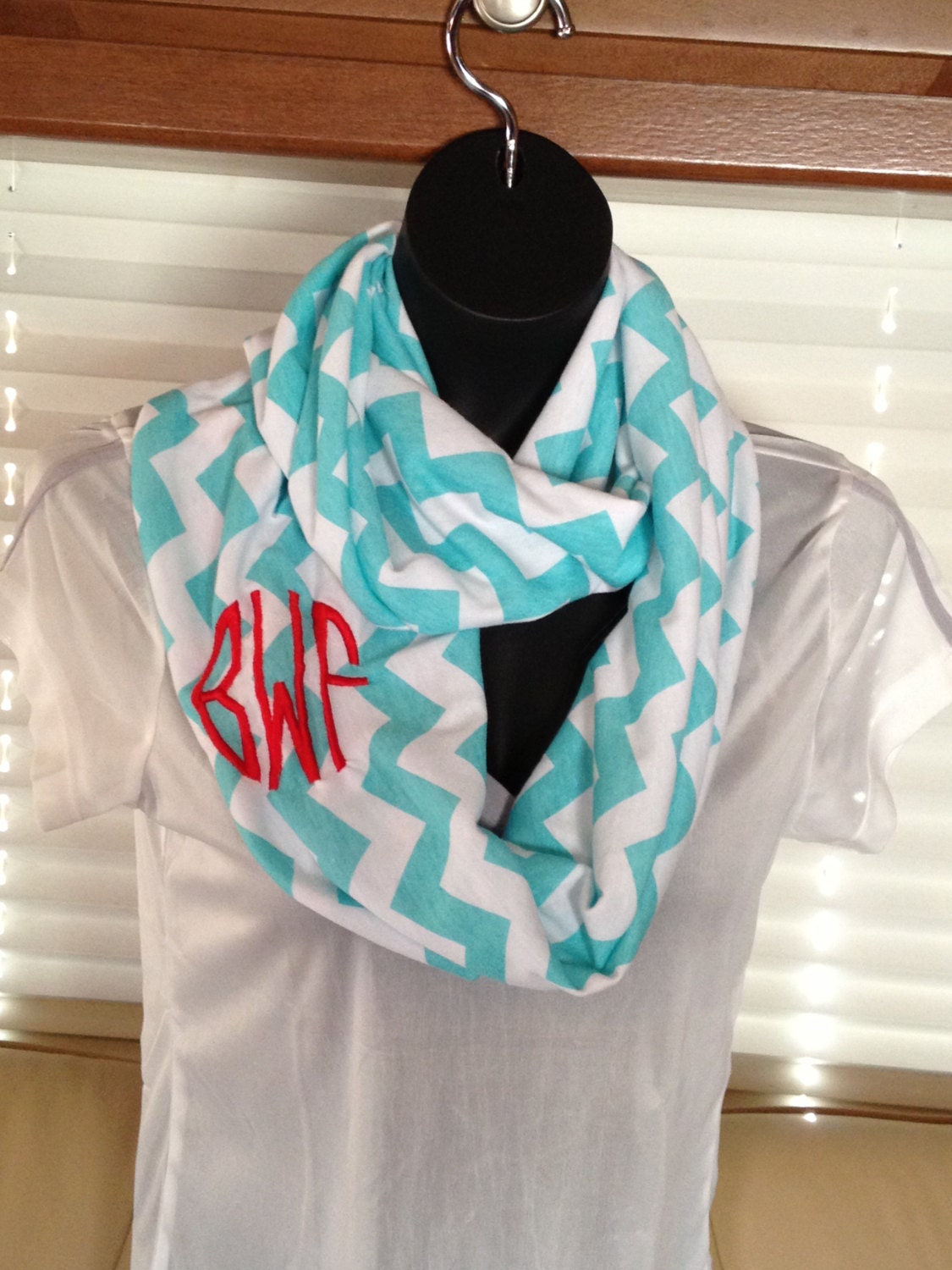 Monogrammed Chevron Infinity Scarf 14 colors to choose from and a mustache style