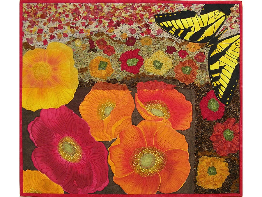 Mixed Media Fiber Art Wall Hanging Quilt Original Design