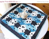 ON SALE Modern Table Topper Modern Blue Quilted Wall Hanging