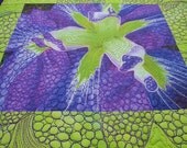 Abstract Iris Photo on Fabric Thread Art Wall Hanging Quilt