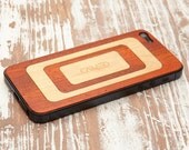 Rectangula II - Padauk / English Sycamore Real Wood  Inlay - iPhone 5 Skin (Front & Back Cover) Made in the USA - FREE Shipping