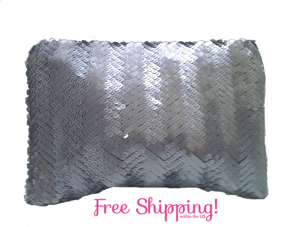 Silver Chevron Sequin Clutch Bag Bridesmaid Gift Zara Inspired