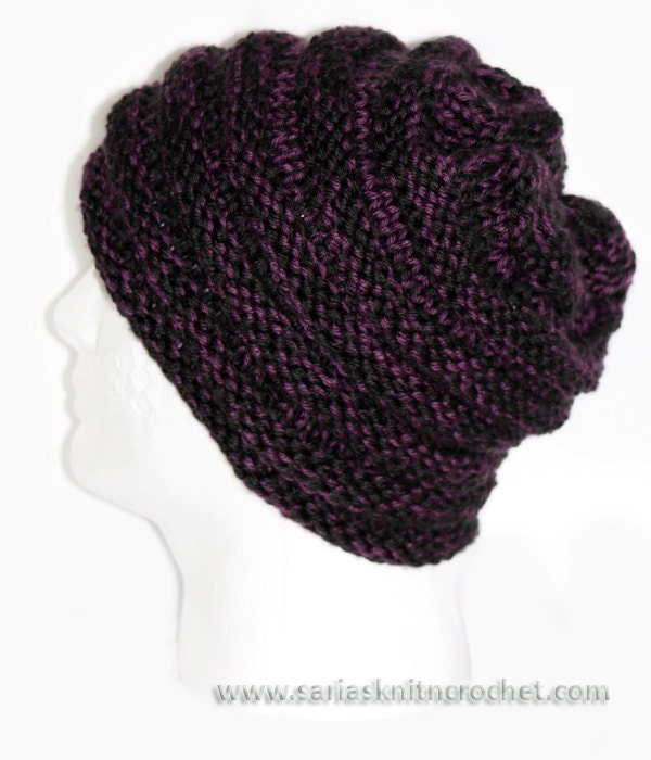 Slouchy Mens Purple and Black Beanie Slouchy-Ready for Shipping